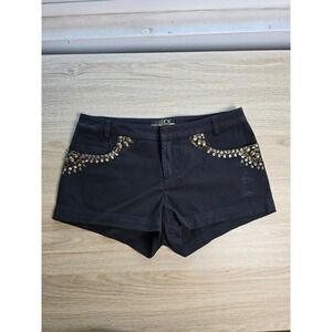 Larok Luxe Women's Embellished Micro Mini Shorts Size 0 Black Studded Party y2k